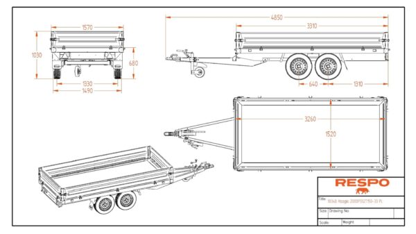 Släpvagn Respo entrepenadsläp, 2000P332T150 PLH 18348, 2000 kg, bromsad - Image 2