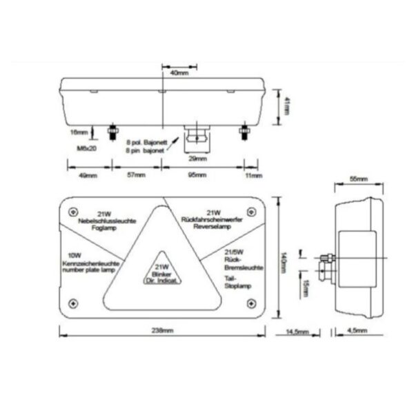 Baklampa, Multipoint V höger, 8-pol - Image 2