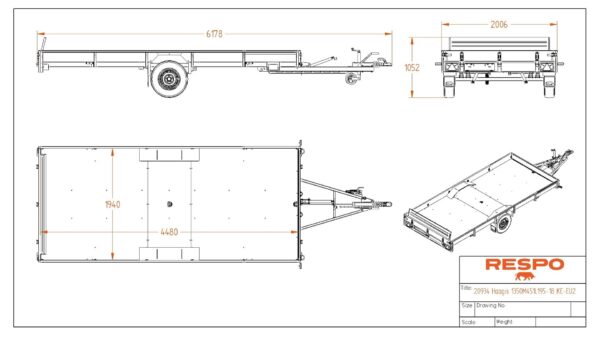 Släpvagn Respo Inline, 1350M451L195 20934, 1350 kg, bromsad - Image 2