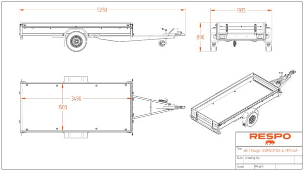 Släpvagn Respo, 1350M351T150 PLH 5857, 1350 kg, bromsad - Image 2